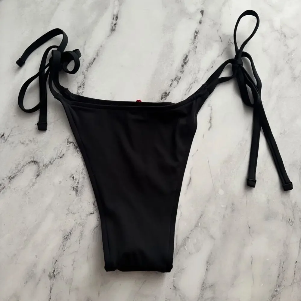 PINK x Frankies Bikinis Nwt Black Tie Side Rosemary Swim Bikini Bottom XXL 2XL